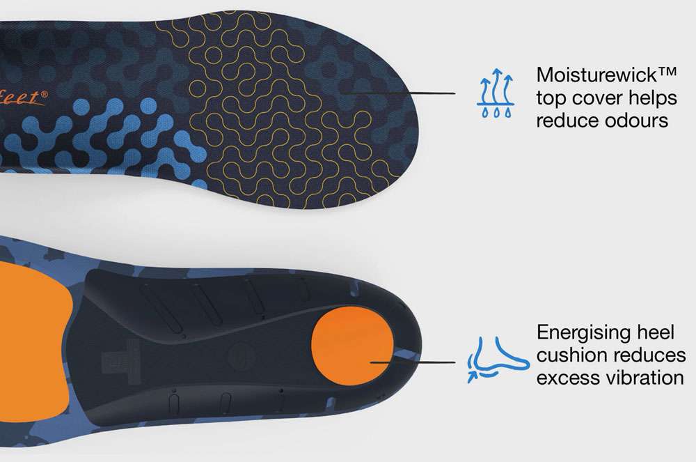 Superfeet Active Cushion Medium Arch Insoles - Additional Features
