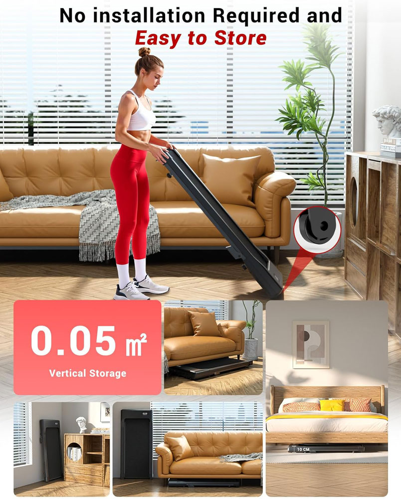 Superun Walking Pad Raceable 6% Incline - storage