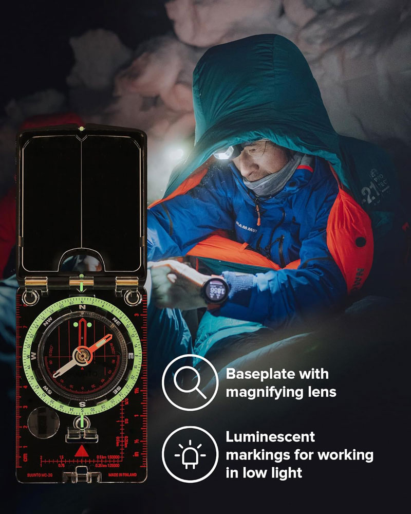 Suunto MC-2 Global Mirror Compass - illuminated at night