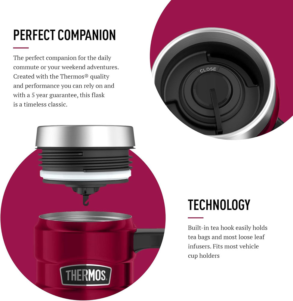 Thermos Stainless King Travel Mug - additional features