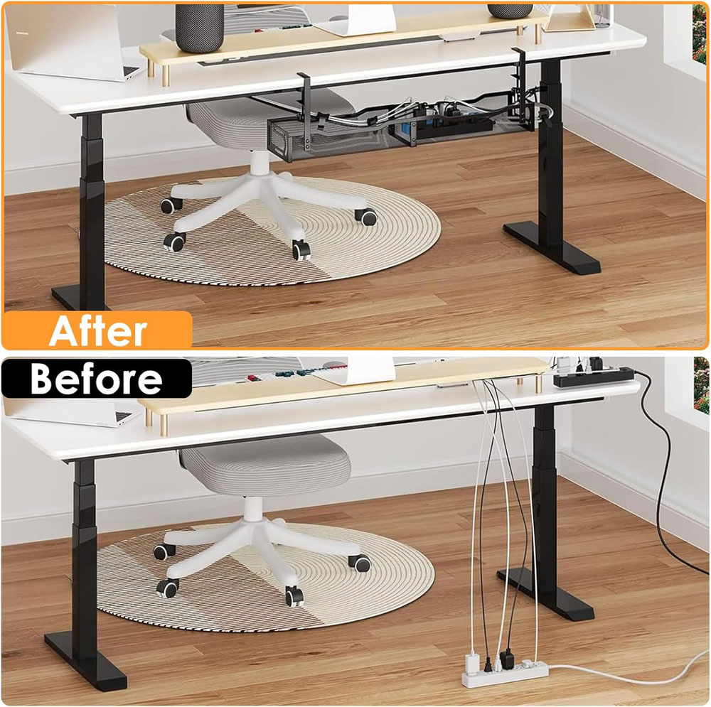 Tivddikun no-drill cable tray - before and after