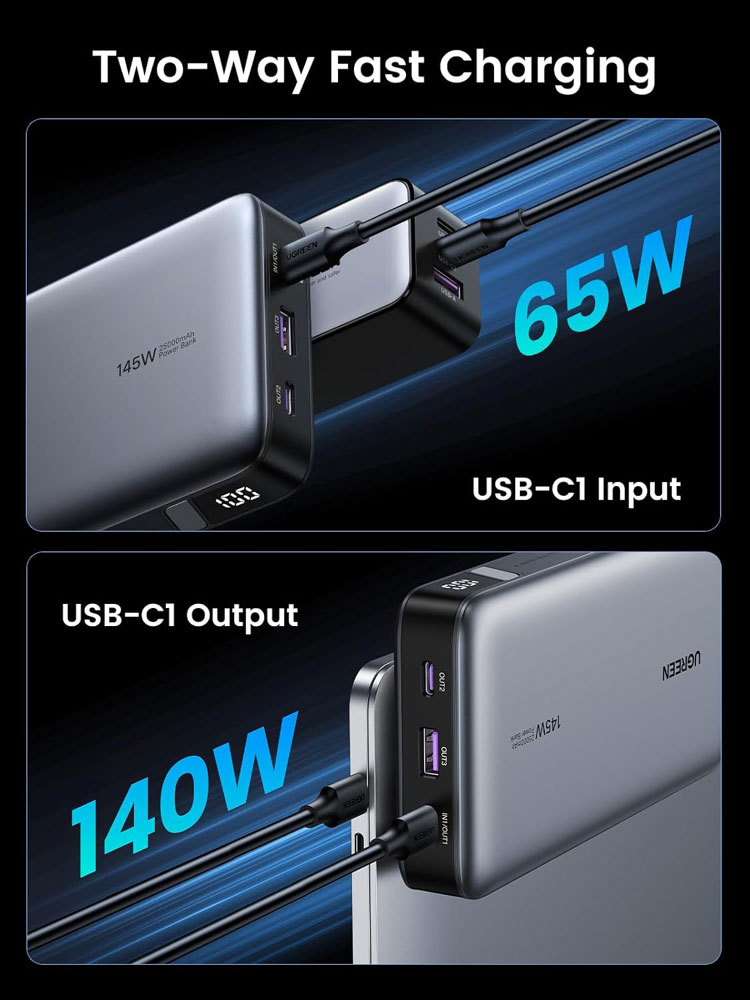 UGREEN Nexode 140W 25,000mAh Power Bank - 2-way fast charging