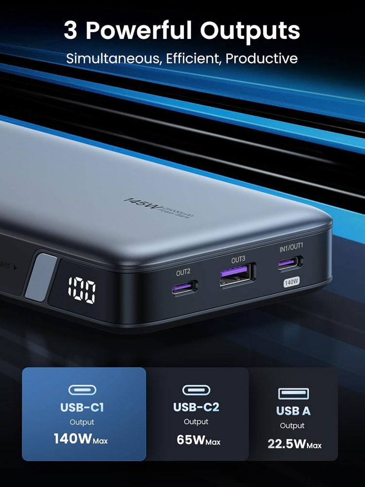 UGREEN Nexode 140W 25,000mAh Power Bank - 3 outputs