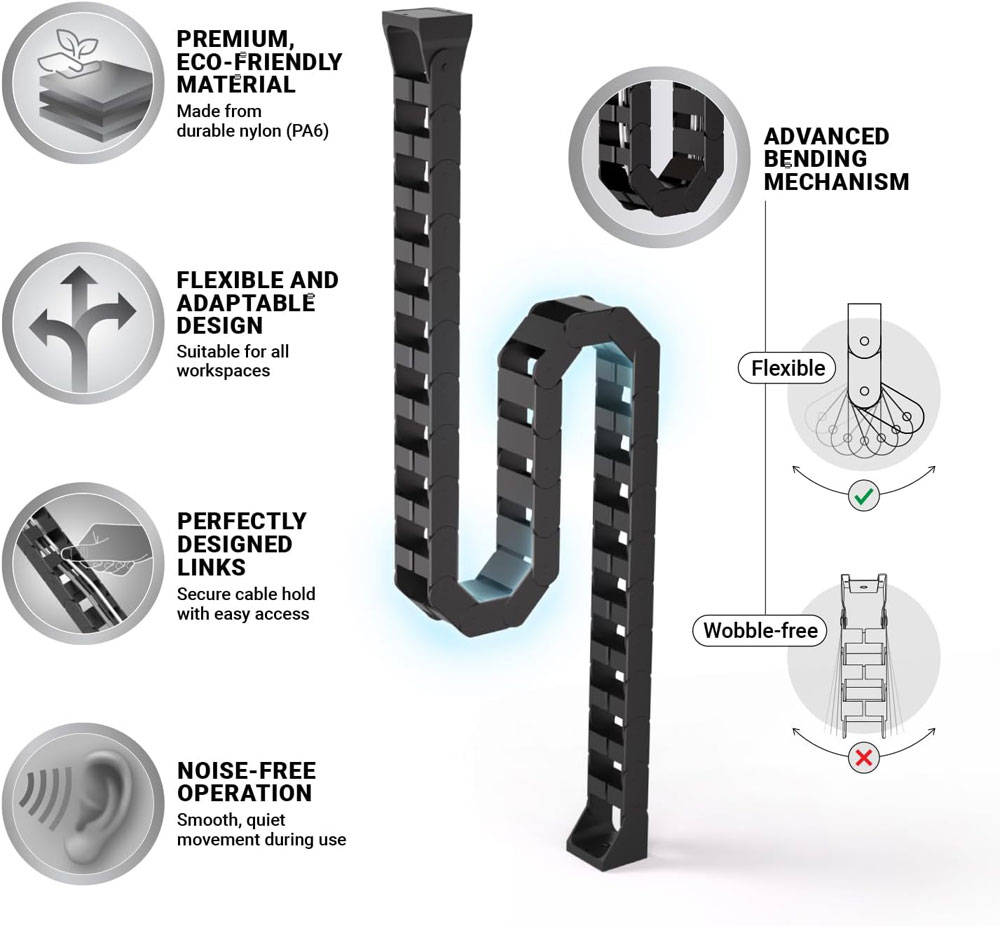 Ultimate Setup Under Desk Cable Management Raceway - features