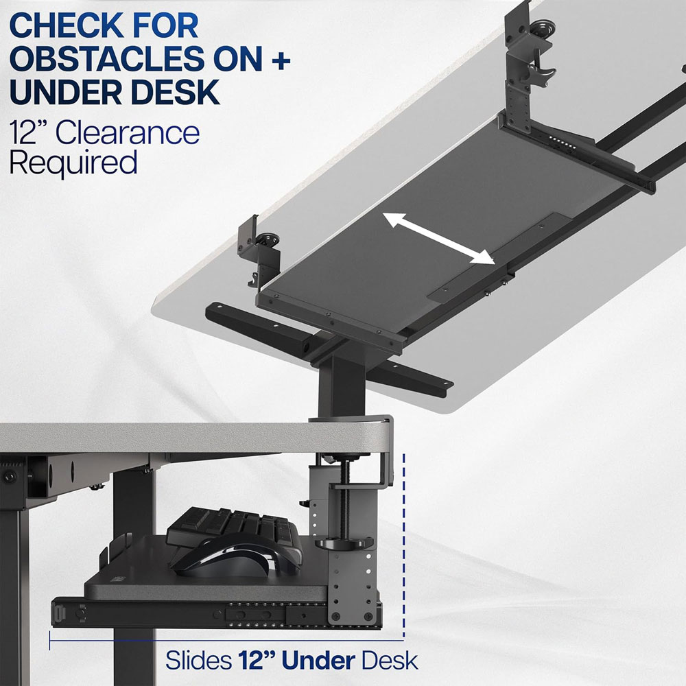VIVO height-adjustable keyboard tray - under-desk view