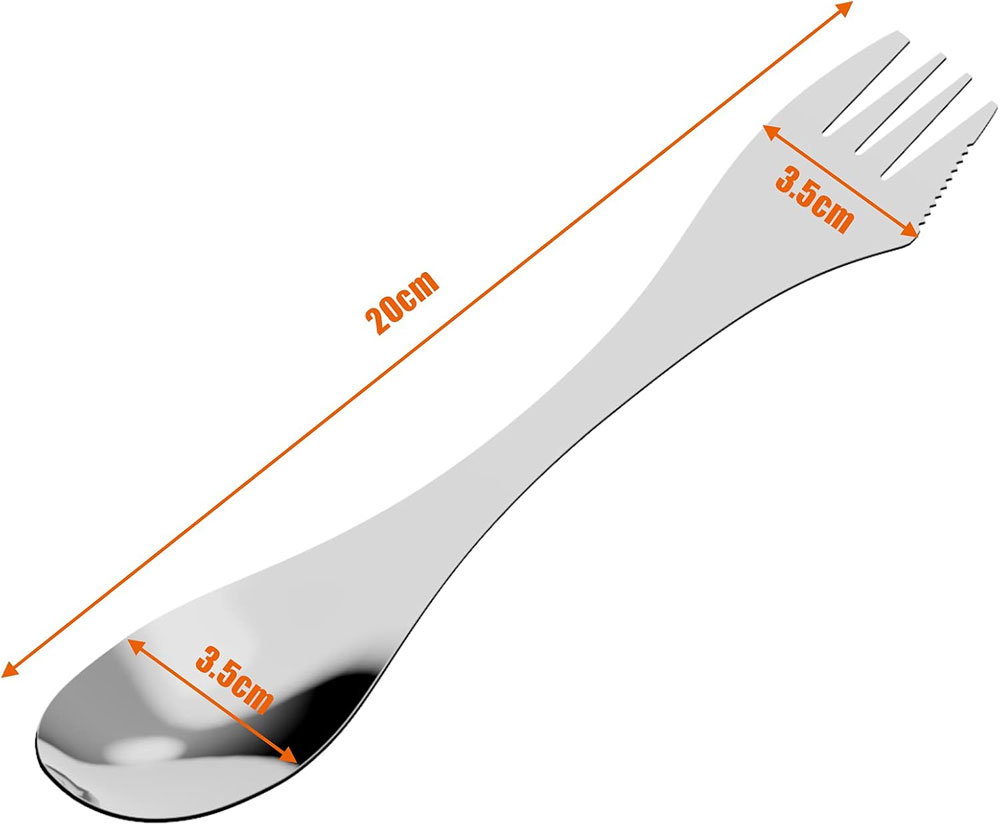Vdealen Stainless Steel Spork's, Fork & Knife Combo Utensil for Camping, 3-Pack - size