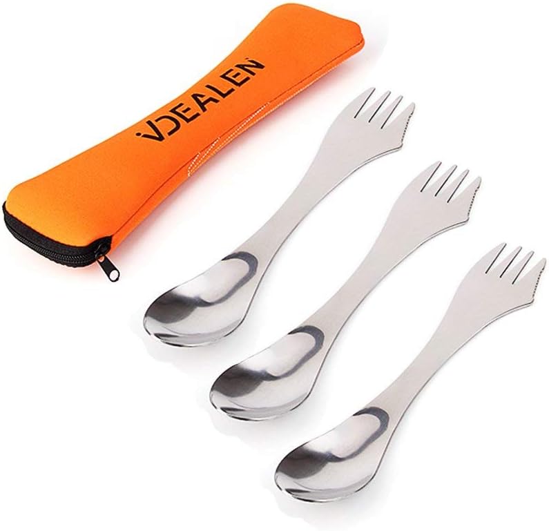 Vdealen Stainless Steel Spork's, Fork & Knife Combo Utensil for Camping, 3-Pack