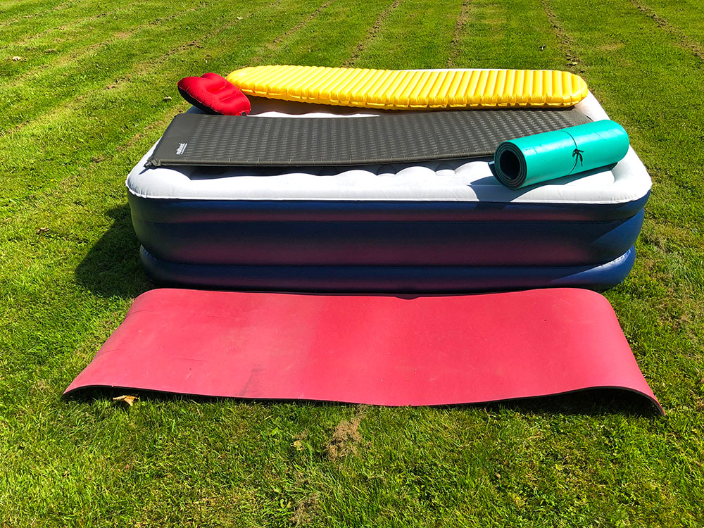 Selection of sleeping mats and air bed