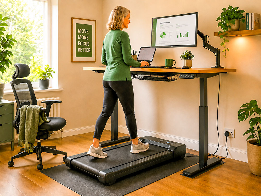 Walking pad standing desk setup