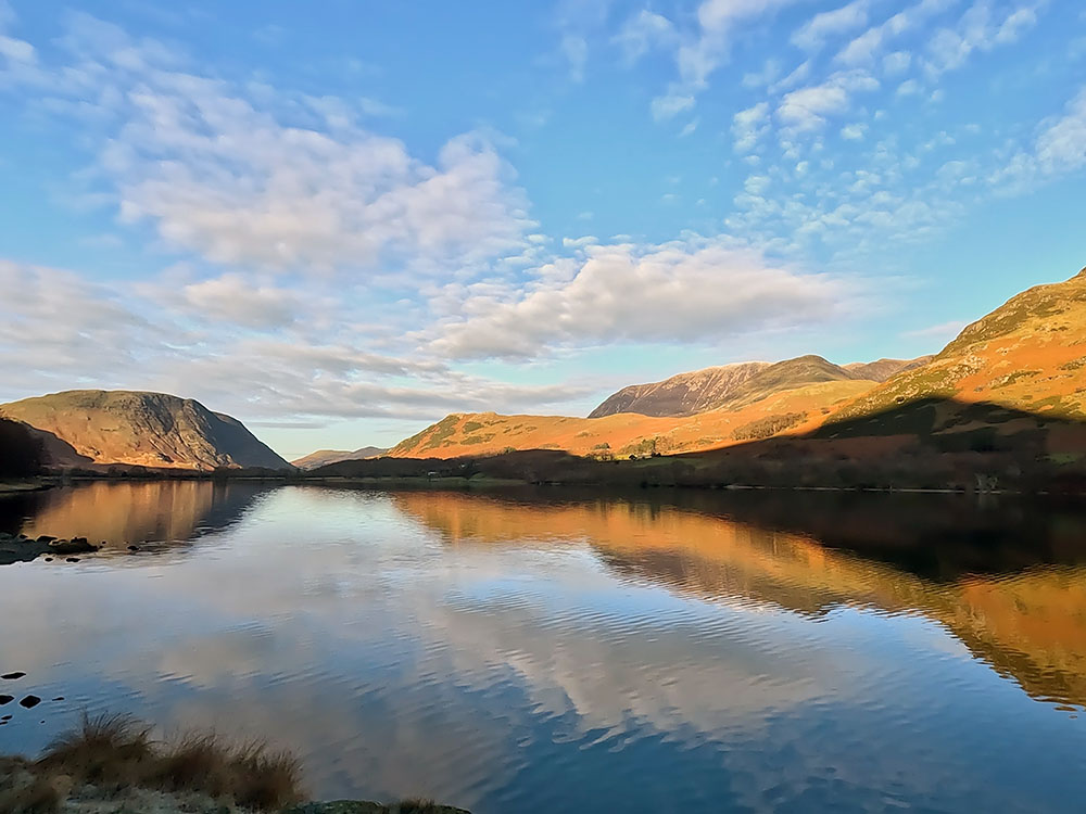 Looking back down Buttermere Lake towards Mellbreak and Grasmoor