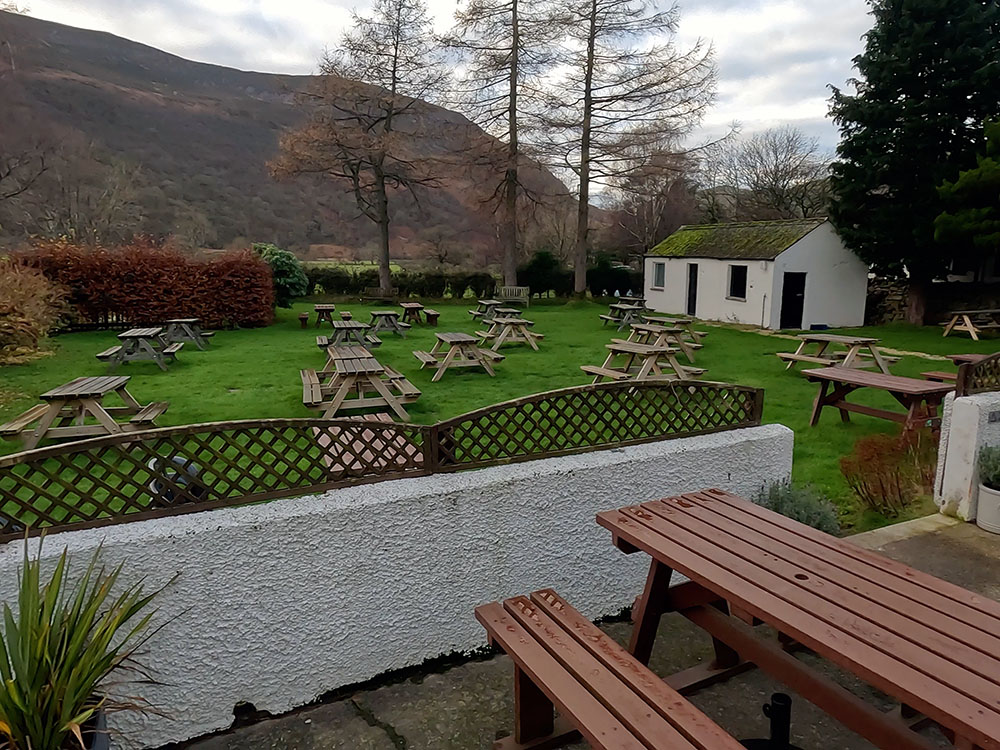 Beer garden at the bar in the Buttermere Court Hotel
