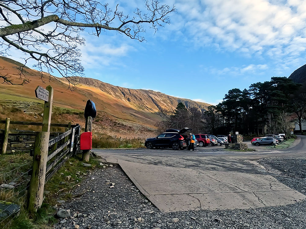 The car park at Gatesgarth Farm