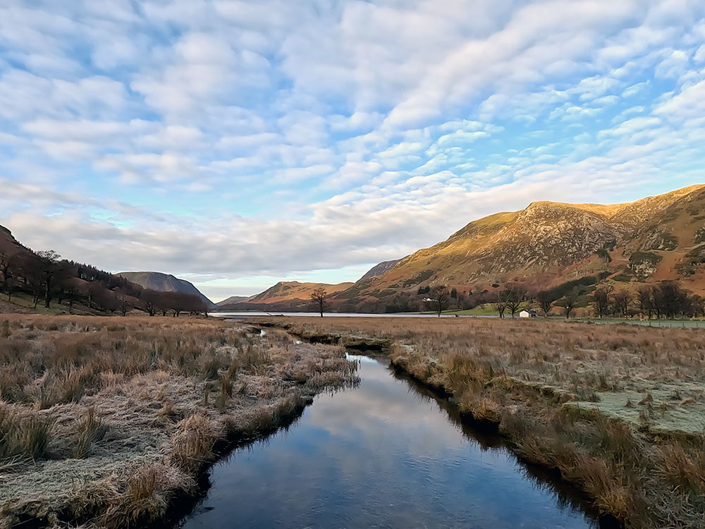 The view down Buttermere Lake from Peggy's Bridge