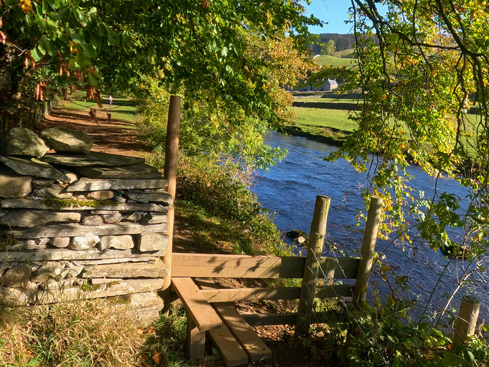 Stile on riverside path