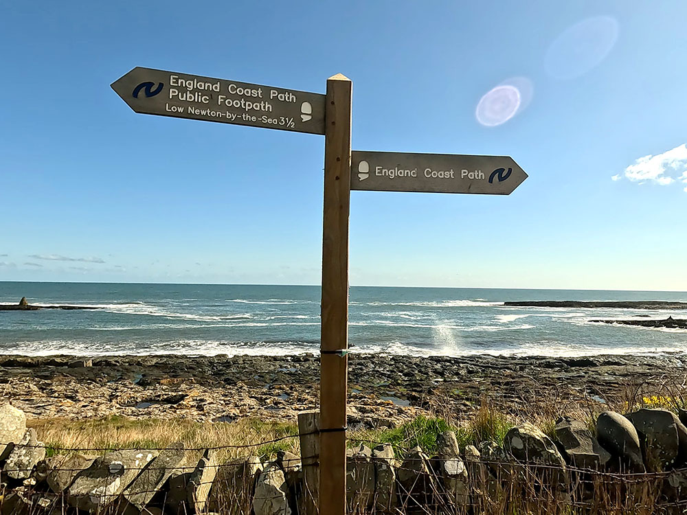 Coast path footpath sign
