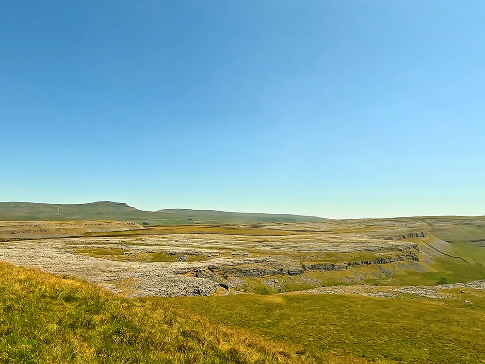 Looking over Thieves Moss and Moughton Scars with Pen-y-ghent on the horizon