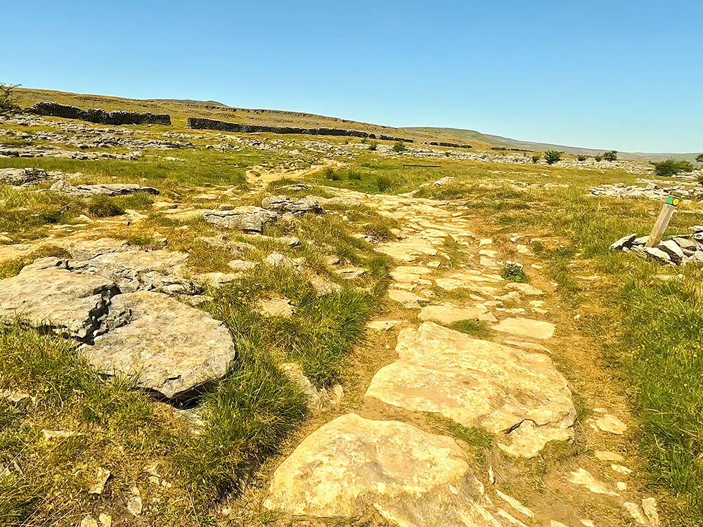 The path passing through exposed limestone