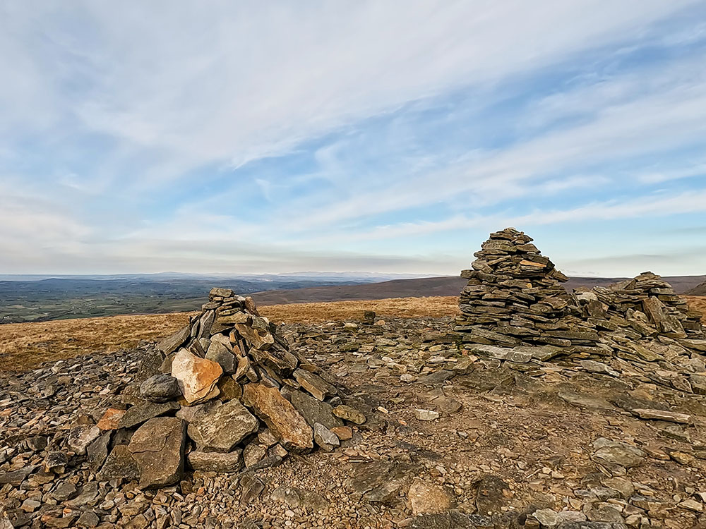 Looking towards the Lakeland Fells and Morecambe Bay from the cairn on Little Ingleborough