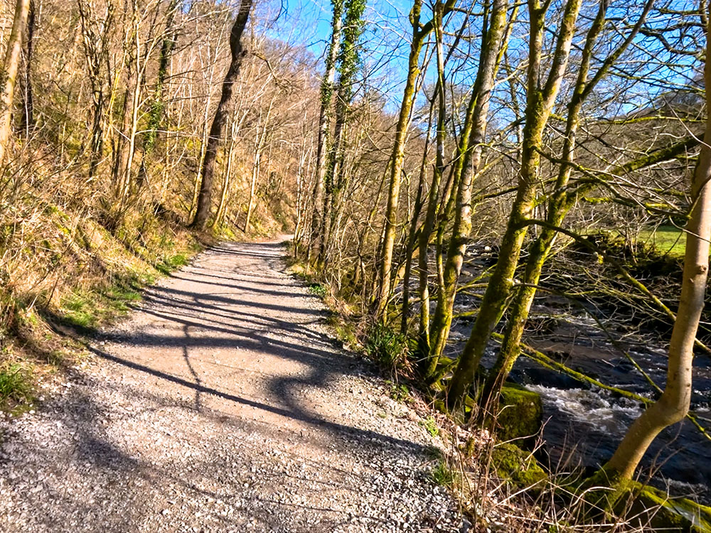 The initial gravelled path alongside the River Twiss