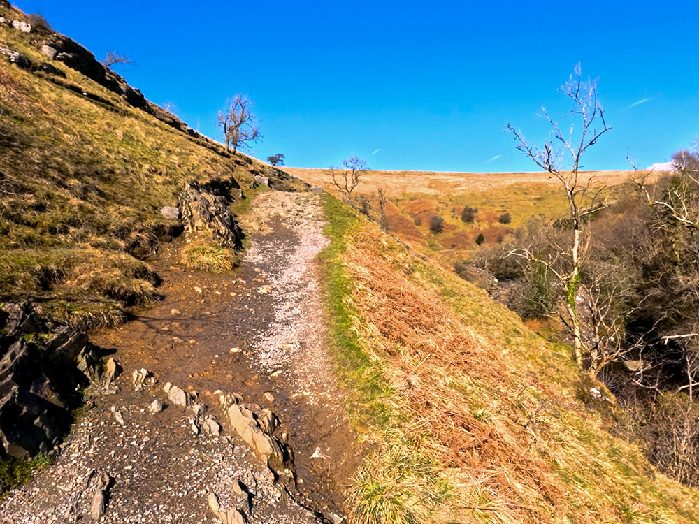 The more open path running parallel and above the River Twiss on the Ingleton Waterfalls walk