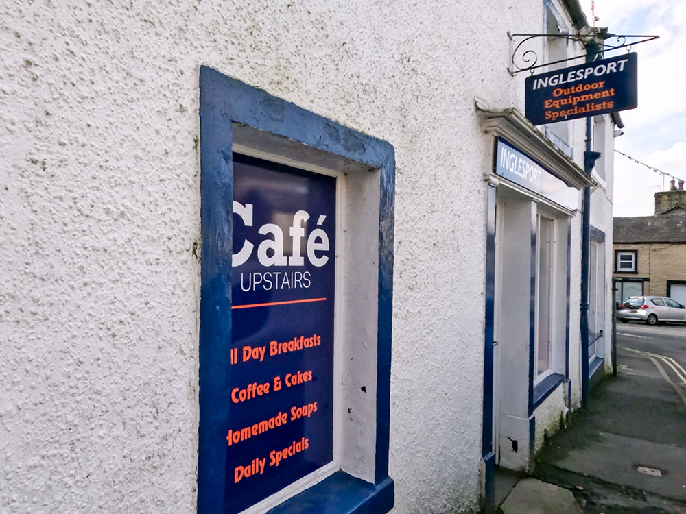 The Cafe upstairs at Inglesport outdoor shop in Ingleton