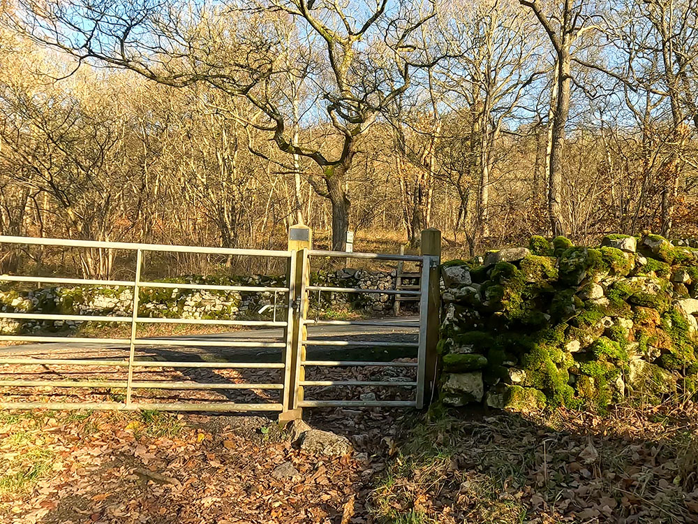 The gate onto Grass Wood Lane