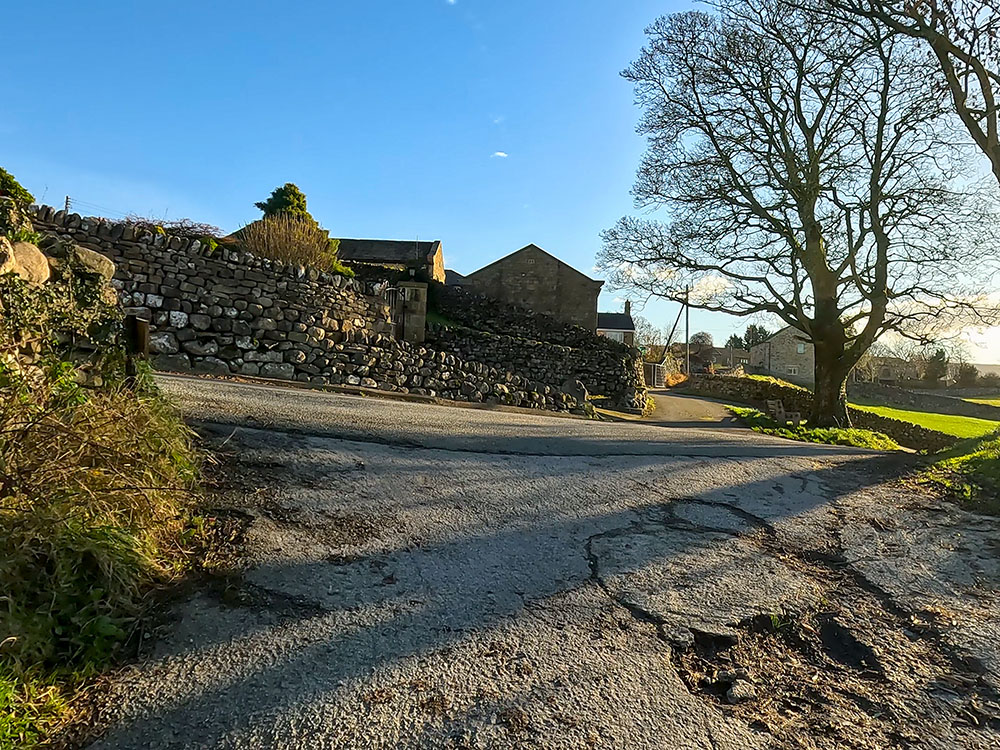 The left turn off Cove Lane to head into Grassington