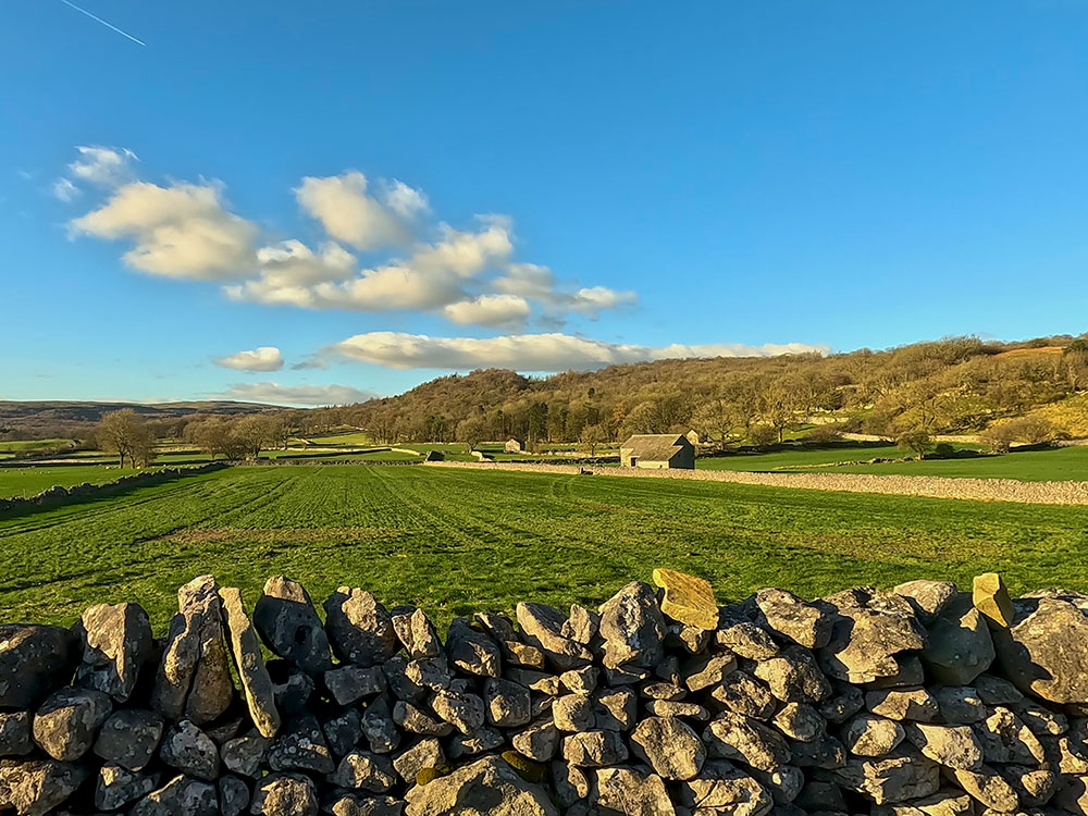 The view back towards Grass Wood from Cove Lane, Grassington