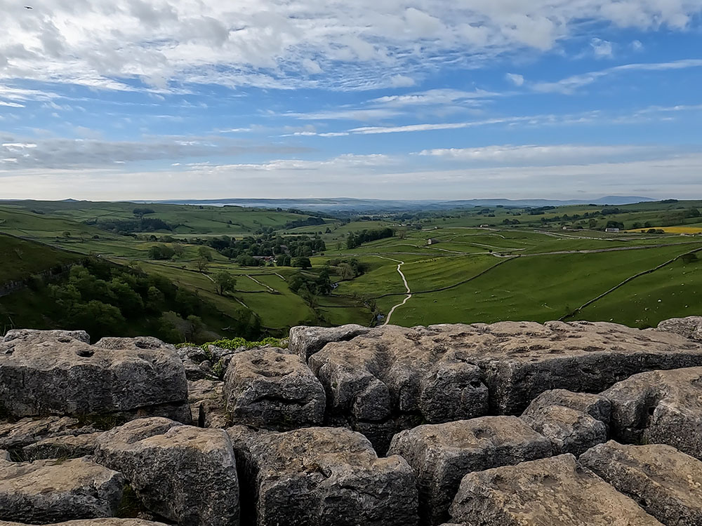 View from above Malham Cove towards Malham