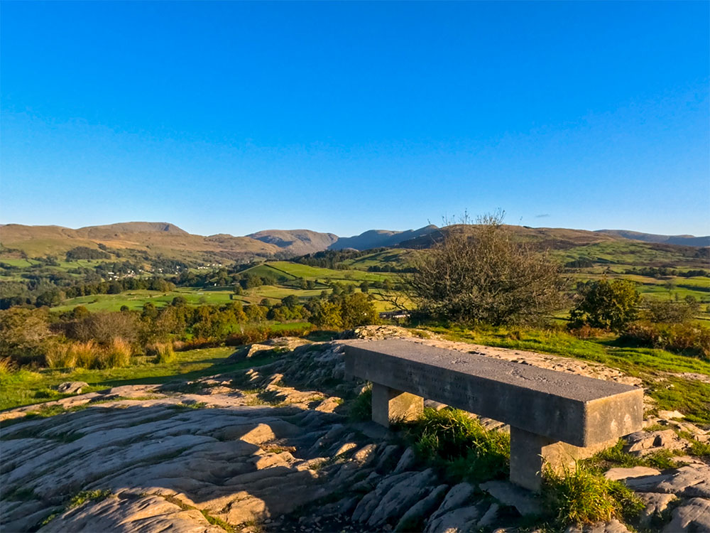 Looking north over the bench from Orrest Head summit