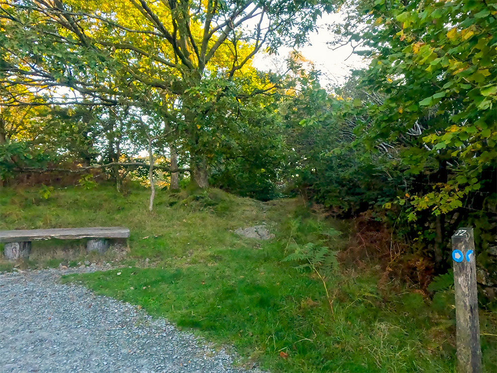The number 12 wooden marker on the Miles Without Stiles footpath to Orrest Head