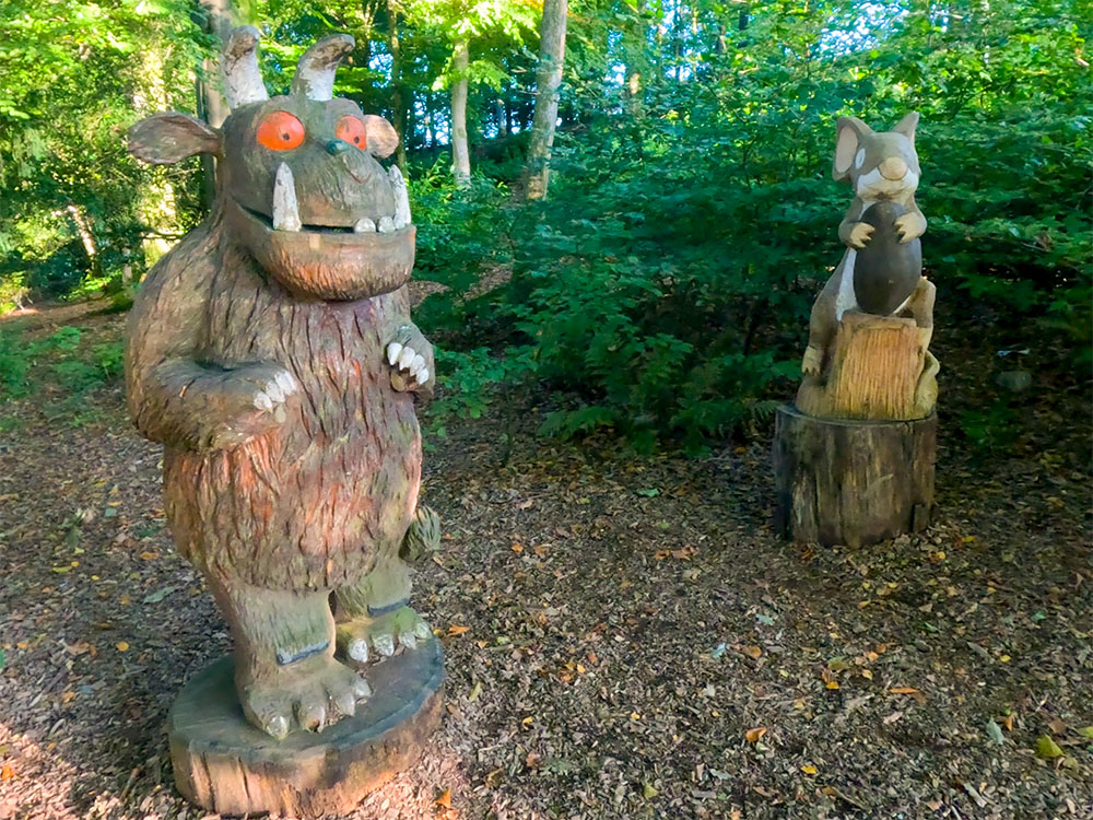 The Gruffalo-style wooden characters by the side of the Orrest Head footpath
