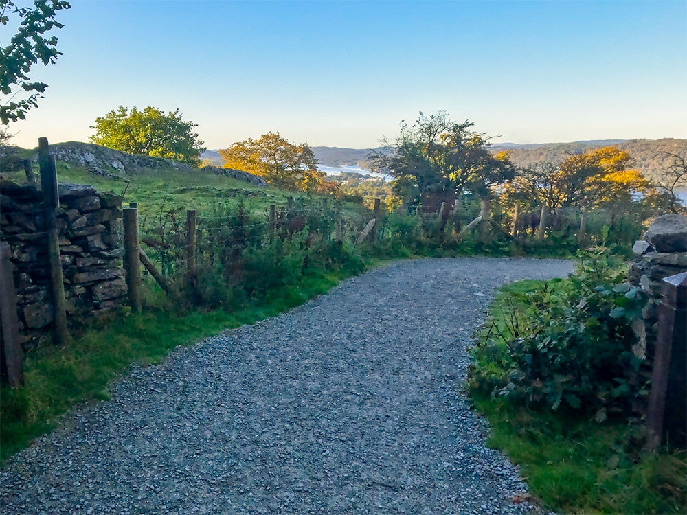 Looking out over Lake Windermere as the path swings around to the right