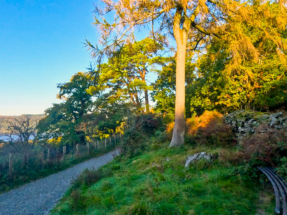 The view of Lake Windermere from a bench by the side of the Orrest Head footpath