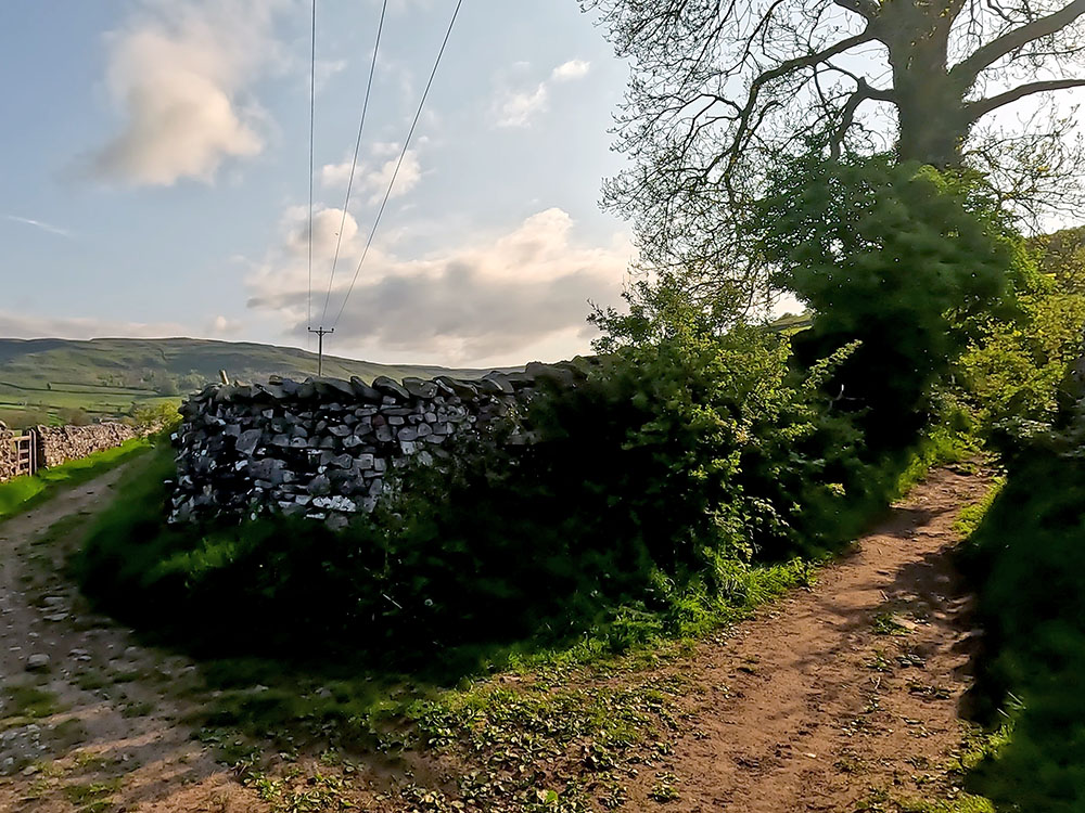 Footpath leaving Wood Lane (track) heading towards Oxenber Woods