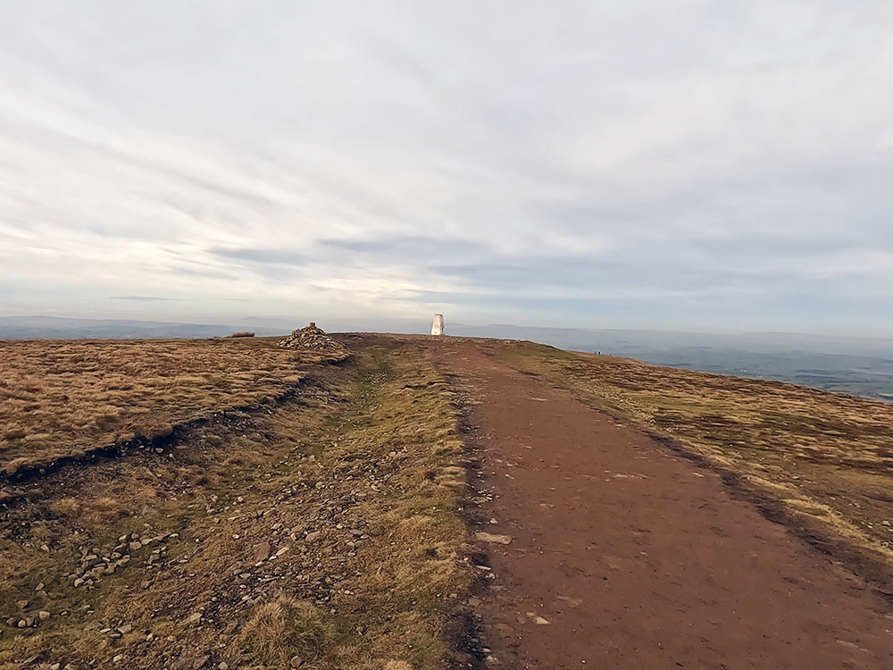 Approaching the trig point on Pendle Hill