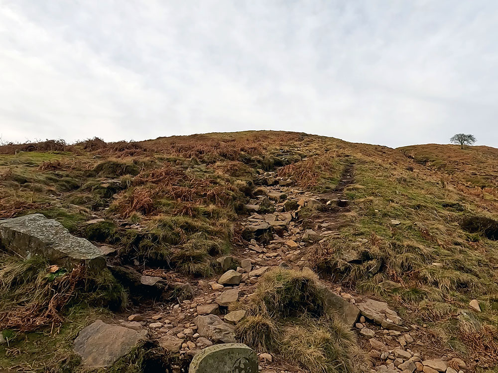 Heading up the initial steep part of Boar Clough