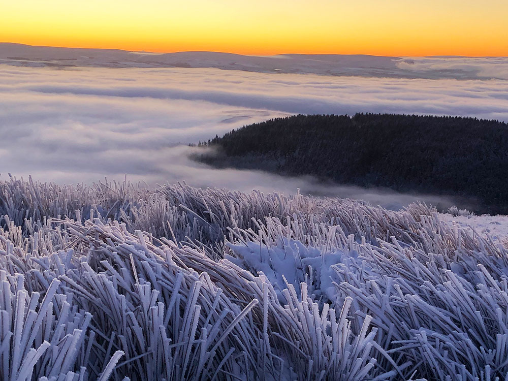 Looking down towards Lower Ogden Reservoir and Fell Wood in a temperature inversion