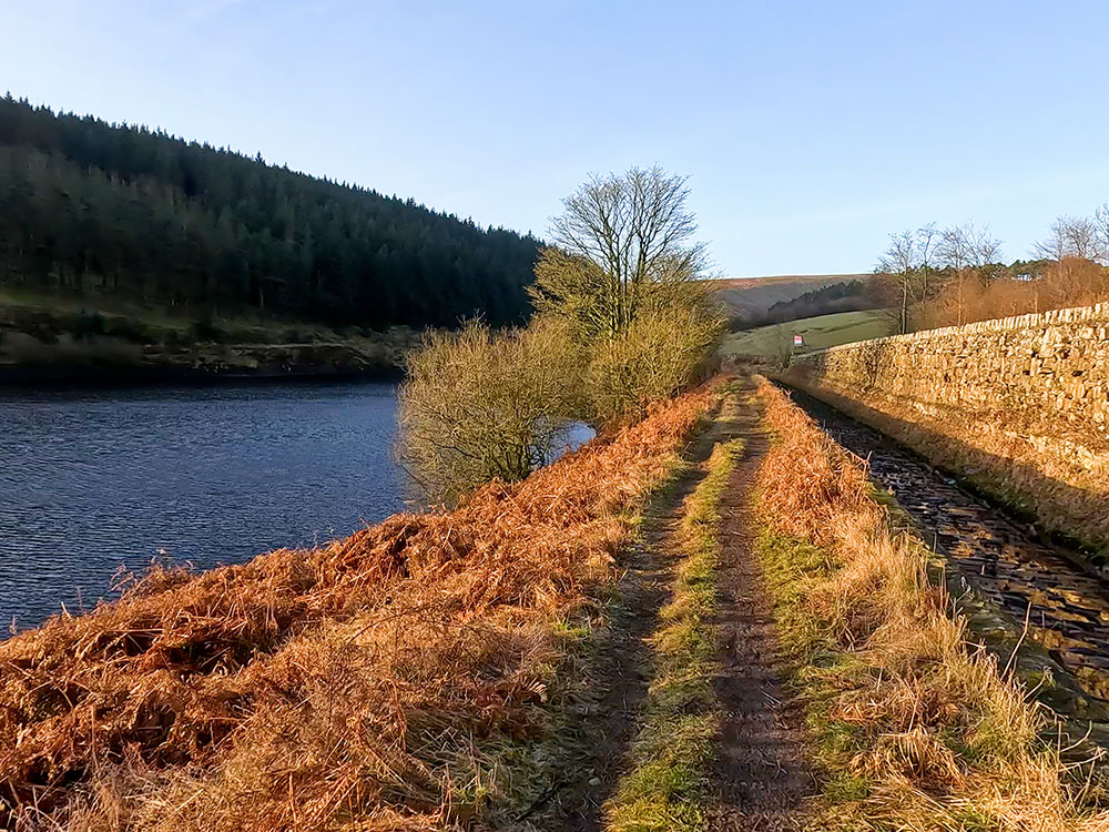 Path alongside Lower Ogden Reservoir and side channel spillway