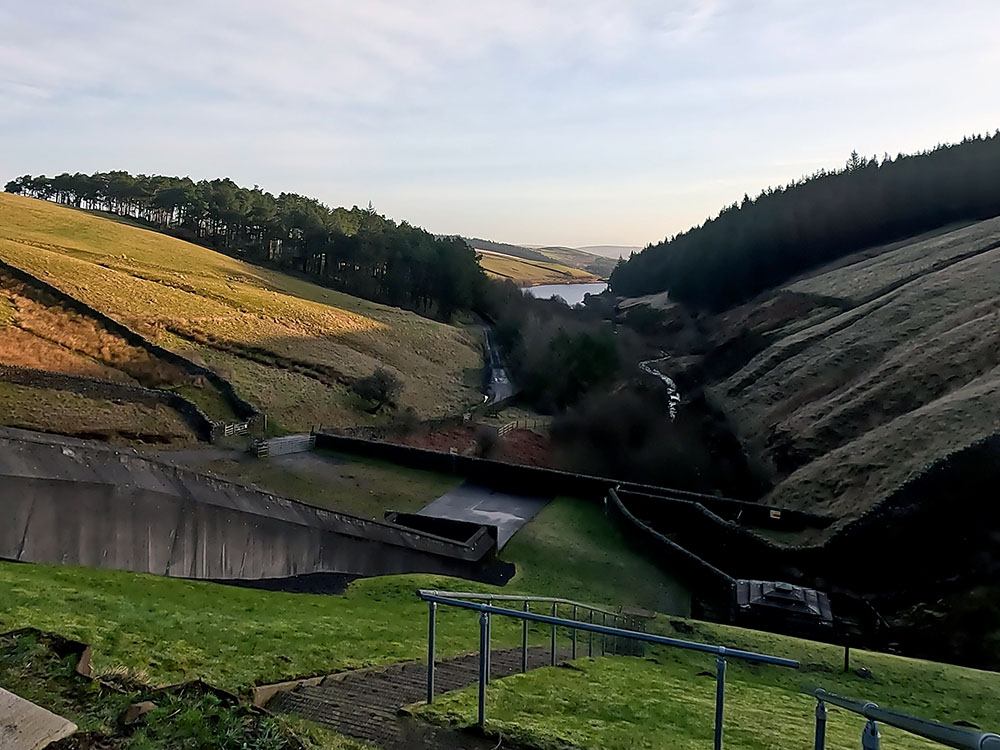 View from Upper Ogden Reservoir back down Ogden Clough towards Lower Ogden Reservoir