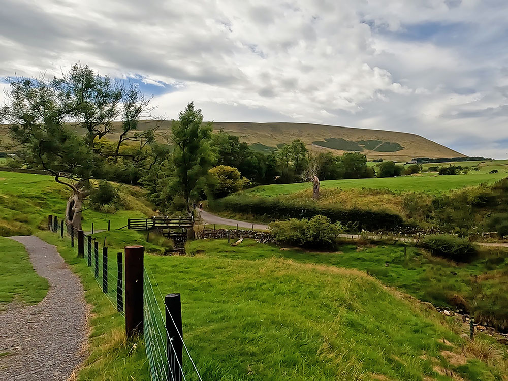 Footbridge and Pendle Hill