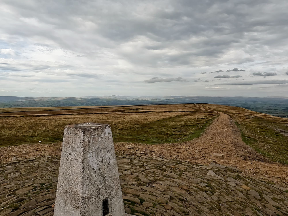 Looking towards the Yorkshire Three Peaks from the summit of Pendle Hill