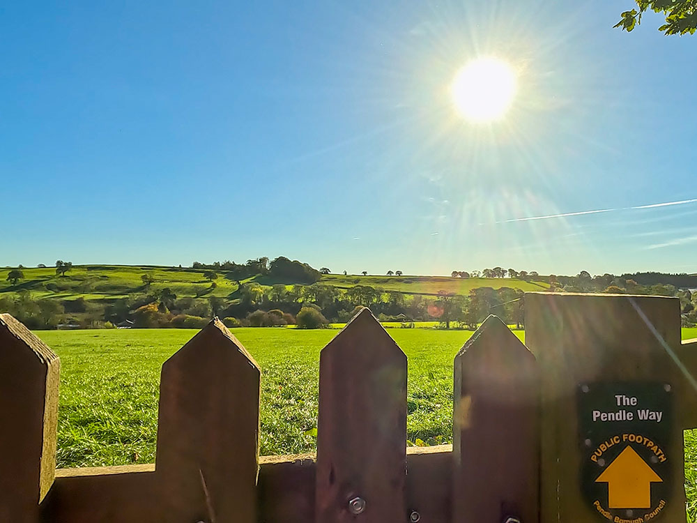 Pass through the next gate and follow the Pendle Way path across another field