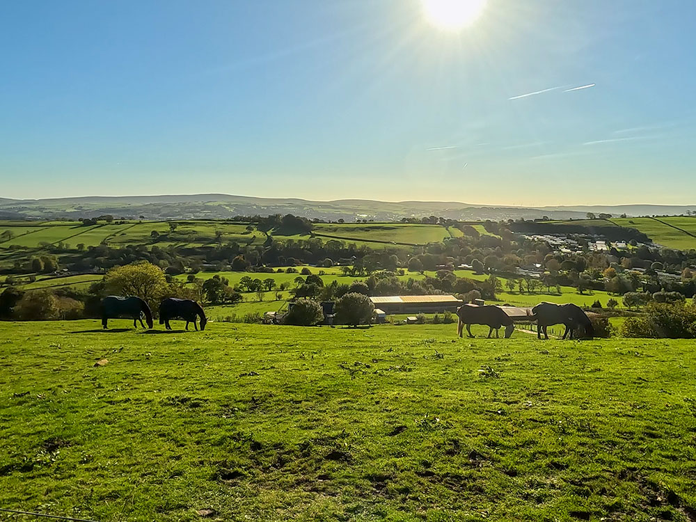 View from the track over the two caravan parks in Roughlee