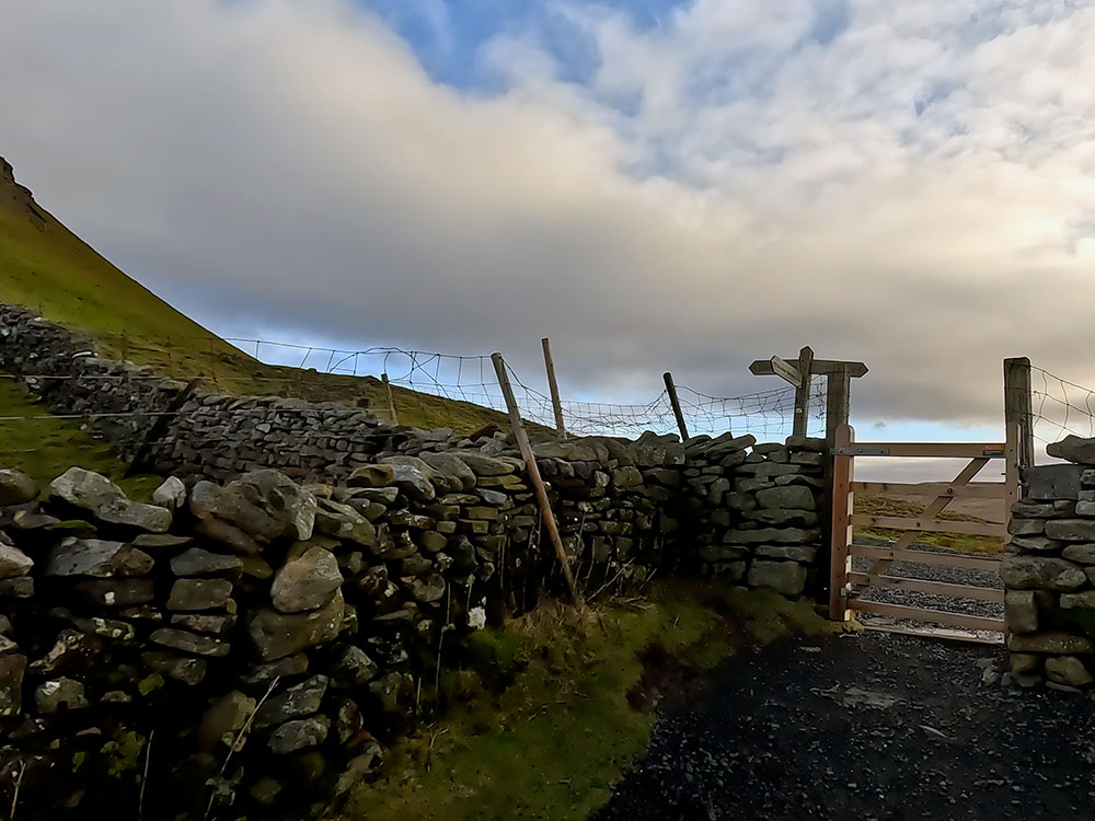 Gate through which the Pen-y-ghent path meets the Pennine Way