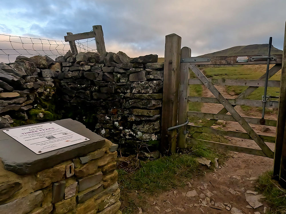 Three Peaks donation box and Pen-y-ghent