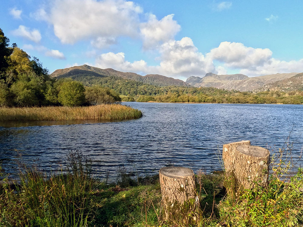 Looking towards the Langdale Pikes over Elter Water