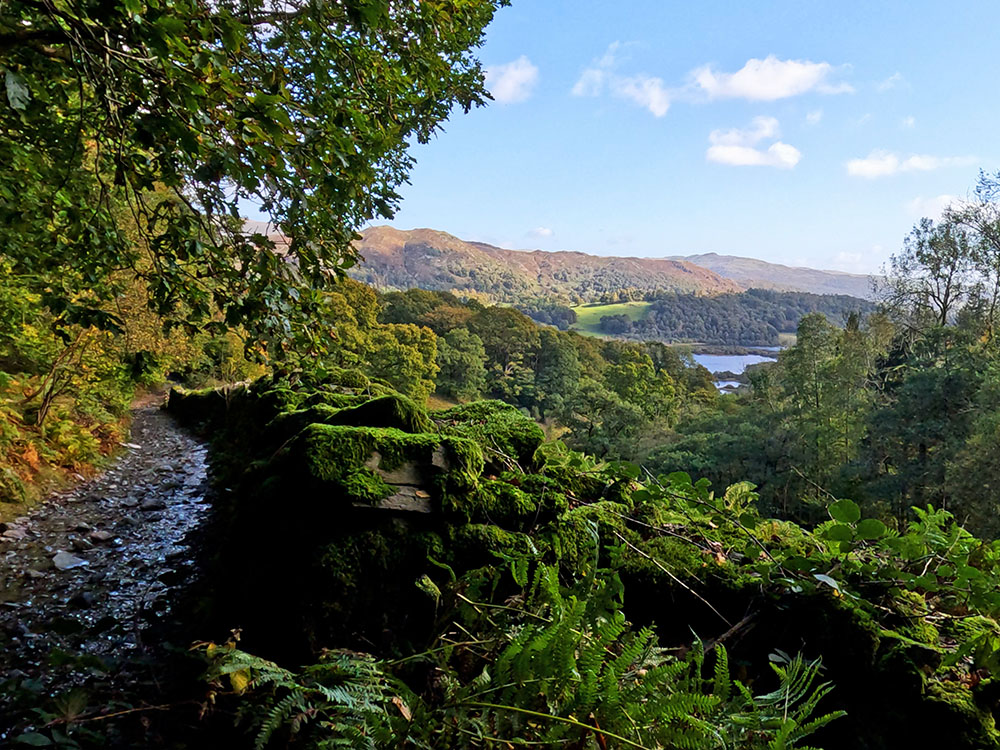 View through to Elter Water from the walled track