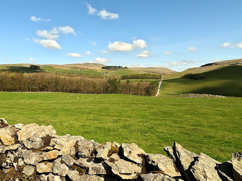 Looking across towards Long Lane and Ingleborough from Thwaite Lane