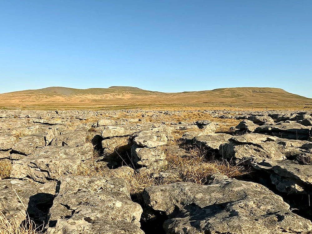 Looking towards Ingleborough over a limestone pavement